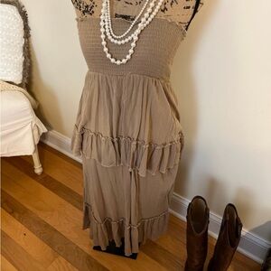 SHEIN Strapless Tan Dress